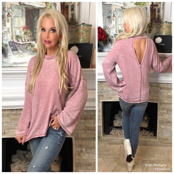 🛍LAST 1! Mineral Wash Back Detail Blush Top! - Picture 6 of 7